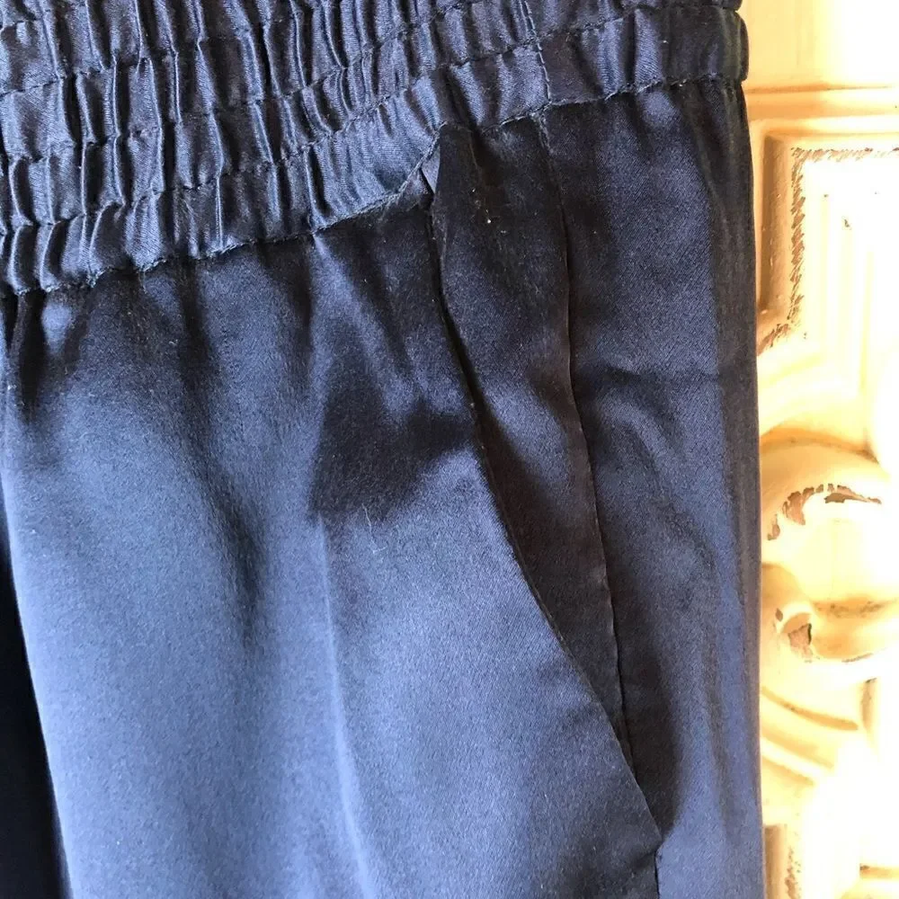 PAIGE dark blue silk jogger pants